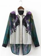 Oasap Turn Down Collar Swallow Tail Back Shirts