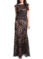 Oasap Women's Cap Sleeve Floral Lace Evening Bridesmaid Maxi Dress