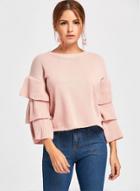 Oasap Fashion Solid Flare Sleeve Pullover Sweater