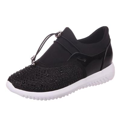 Oasap Casual Round Toe Lace Up Rhinestone Running Shoes