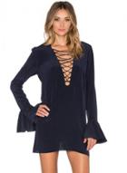 Oasap Women's Lace Up Front A-line Dress With Ruffle Sleeve