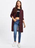 Oasap Fashion Stripe Long Sleeve Button Down Shirt