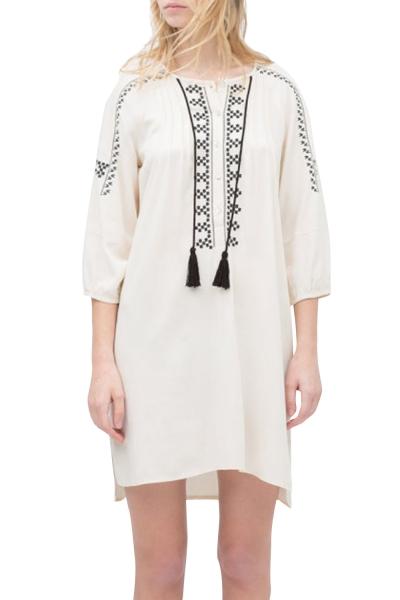 Oasap Women's Vintage Long Sleeve Ethnic Embroidery Shift Dress