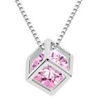 Oasap Cube Sqaure Crystal Pendant Necklace