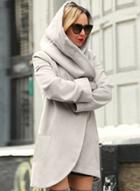 Oasap Loose Fit Design Woolen Fashion Hooded Coat