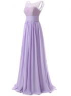 Oasap Women's Elegant Solid Sleeve Lace Maxi Evning Chiffon Dress