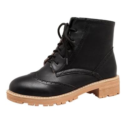 Oasap Wome's Hollow Out Block Heels Lace Up Boots
