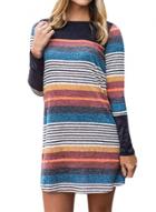 Oasap Long Sleeve Round Neck Striped Knit Mini Dress