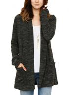 Oasap Long Sleeve Solid Color Open Front Knit Cardigan With Pockets
