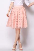 Oasap Sweet Plaid A-line Midi Bubble Skirt