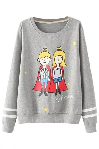 Oasap Cute Cartoon Printed Pullover Sweatshirt