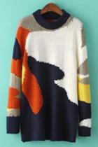 Oasap Fashion Color Block Pullover Sweater