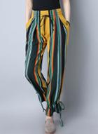 Oasap Striped Printed Lace Up Pants