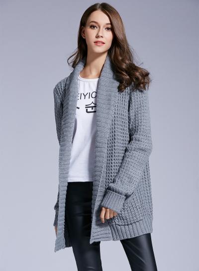 Oasap Fashion Shawl Collar Open Front Knit Cardigan