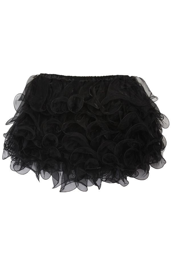 Oasap Black Multi-layered Flouncing Bubble Skirt