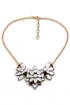 Oasap Crystal Faced Clear Floral Necklace