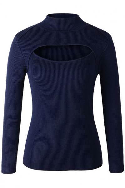 Oasap Peek-a-boob Cutout Pullover Sweater