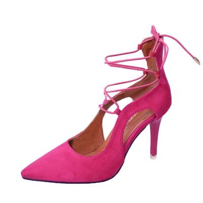 Oasap Stiletto Heels Lace Up Pointed Toe Pumps