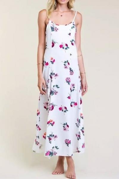 Oasap Floral Print Cami Beach Maxi Dress