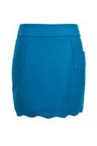 Oasap Pure Color Hip Hugging Skirt With Wavy Hem