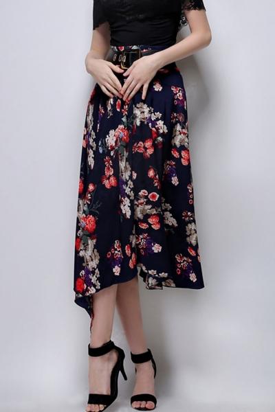 Oasap Elegant Floral Swing Skirt