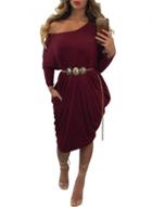 Oasap Solid Color One Shoulder Long Sleeve Ruffle Dress