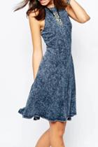 Oasap Vintage Mineral Wash Sleeveless High Waist Dress