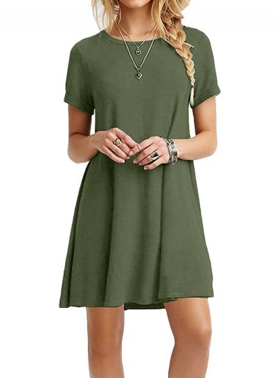 Oasap Casual Short Sleeve Swing T-shirt Loose Dress