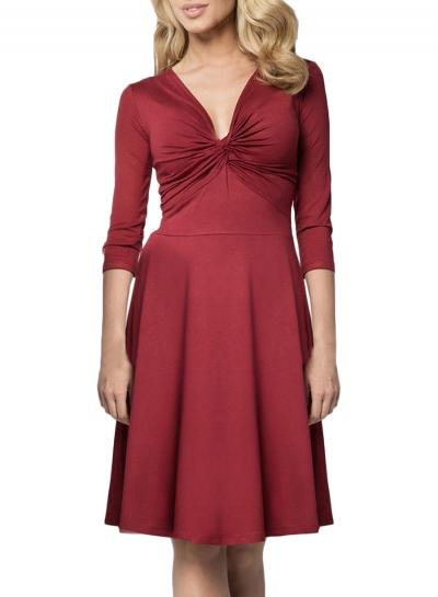 Oasap Women's Classic Knot Front Deep V Skater Dress