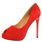 Oasap Peep Toe Platform Slip-on Stiletto Pumps