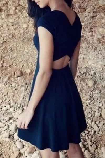 Oasap Chic Crossed Back Scoop Neck Sleeveless Knit Dress