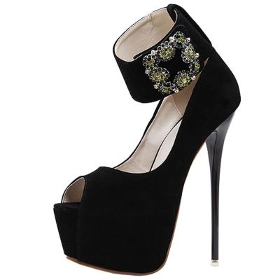Oasap Peep Toe Platfrom High Heels Rhinestone Sandals
