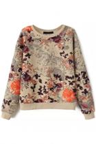 Oasap Vintage Apricot Floral Sweatshirt