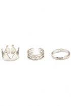 Oasap 3 Pcs Crown Pattern Plated Adjustable Metallic Rings