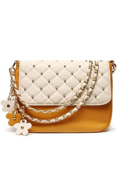Oasap Rivet Embellished Chain Shoulder Bag With Flower Pendant