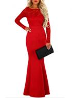 Oasap Round Neck Long Sleeve Solid Color Lace Splicing Prom Dress