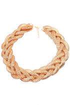 Oasap Pop Golden Snake Chain Braided Necklace