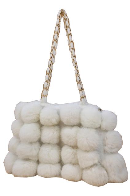 Oasap Lovey Fur Ball Embellished Shoulder Bag