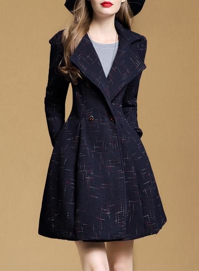 Oasap Turn Down Collar Double Breasted Coat