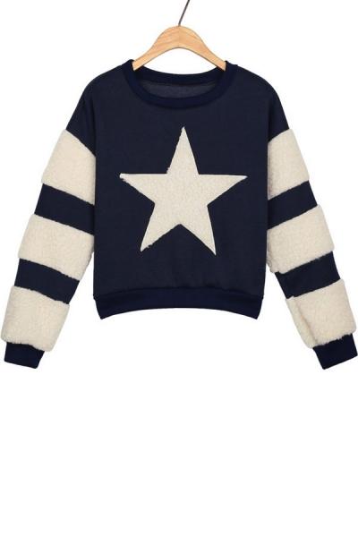 Oasap Star Fleece Sweatshirt