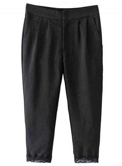 Oasap Women's Stylish Lace Paneled Cropped Pants