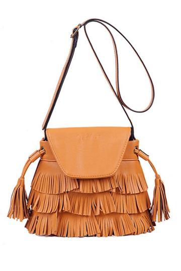 Oasap Brown Tassel Shoulder Bag