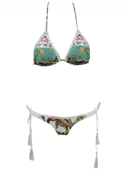 Oasap Women's Casual Two Piece Halter Neck Print Bikini Swimsuit Set