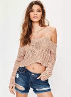 Oasap Spaghetti Strap Off Shoulder Long Sleeve Solid Sweater