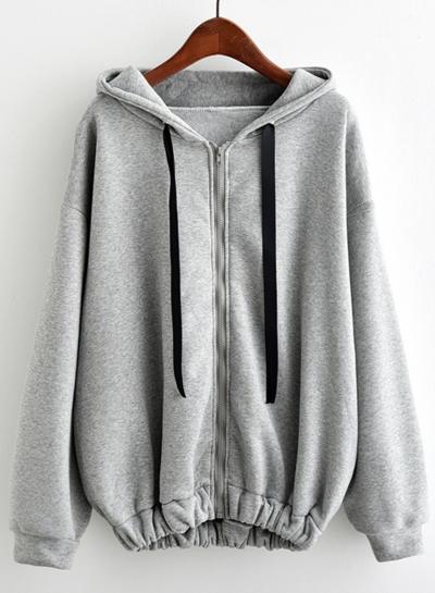 Oasap Hooded Long Sleeve Letters Printed Coat