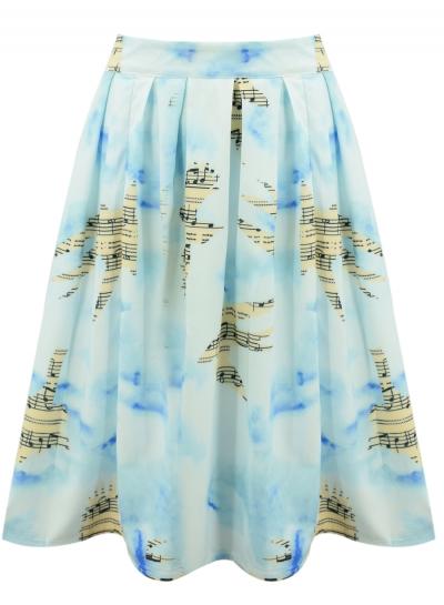 Oasap Women's Vintage High Waist Print A-line Pleated Skirt