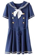 Oasap School Chic Navy Sailor Dress
