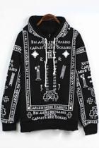 Oasap Mysterious Symbol Print Fleece Hoodie
