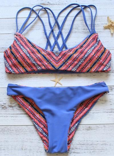 Oasap Fashion Strappy Reversible 2 Piece Bikini Set