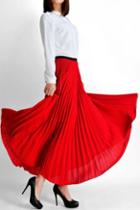 Oasap Thickened Calf Length Pleated Chiffon Skirt